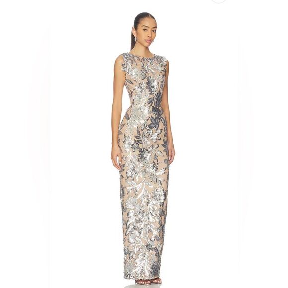 NWOT BRONX AND BANCO Violet Maxi Dress in Dark Silver, wedding guest dress - Picture 2 of 16